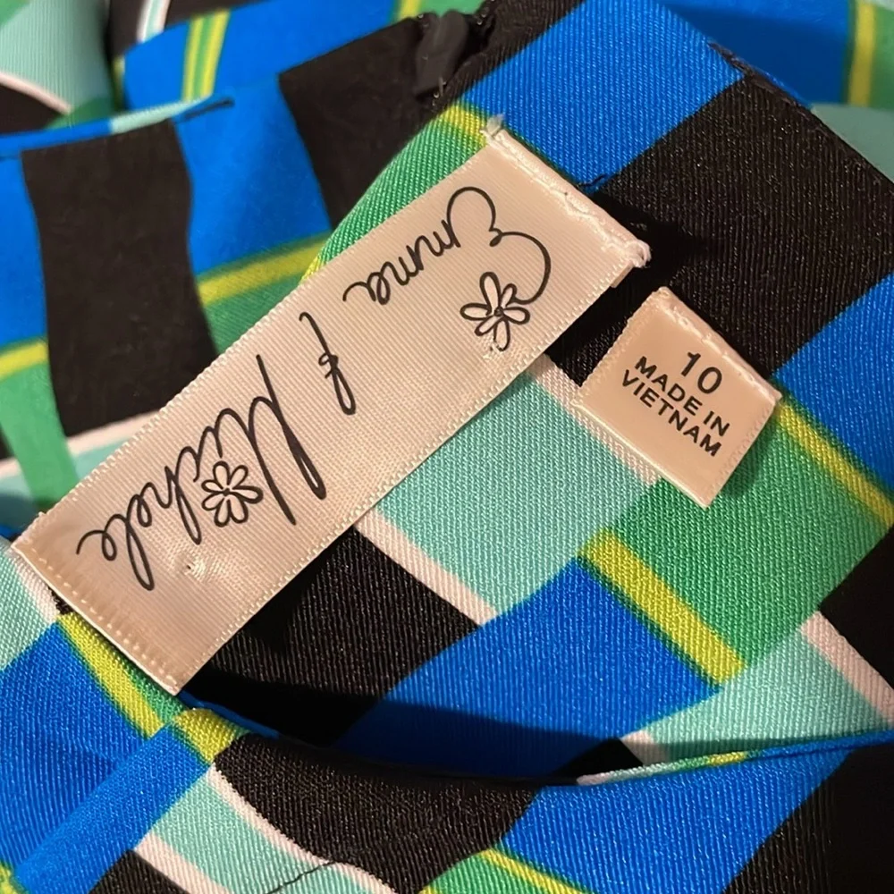 B7- Emma & Michele Blue and Green Mini Dress Women’s size 10